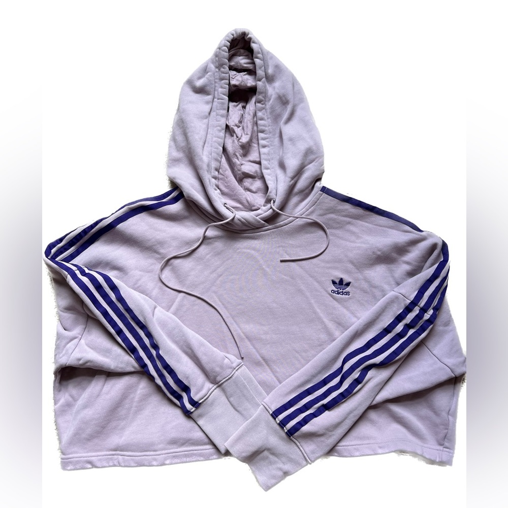 Adidas Crop 3-Stripe Hooded Large, Purple